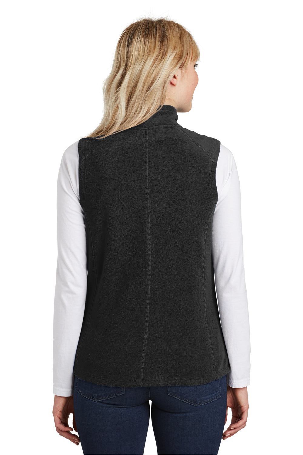 Port Authority L226 Womens Pill Resistant Microfleece Full Zip Vest Black Model Back