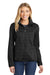 Port Authority L232 Womens Full Zip Sweater Fleece Jacket Heather Black Model Front