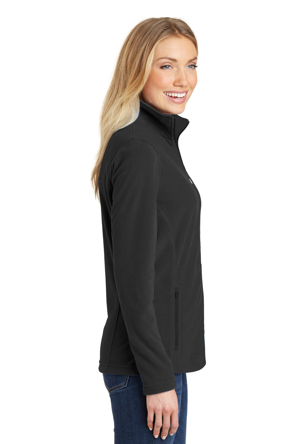 Port Authority L233 Womens Summit Full Zip Fleece Jacket Black Model Side