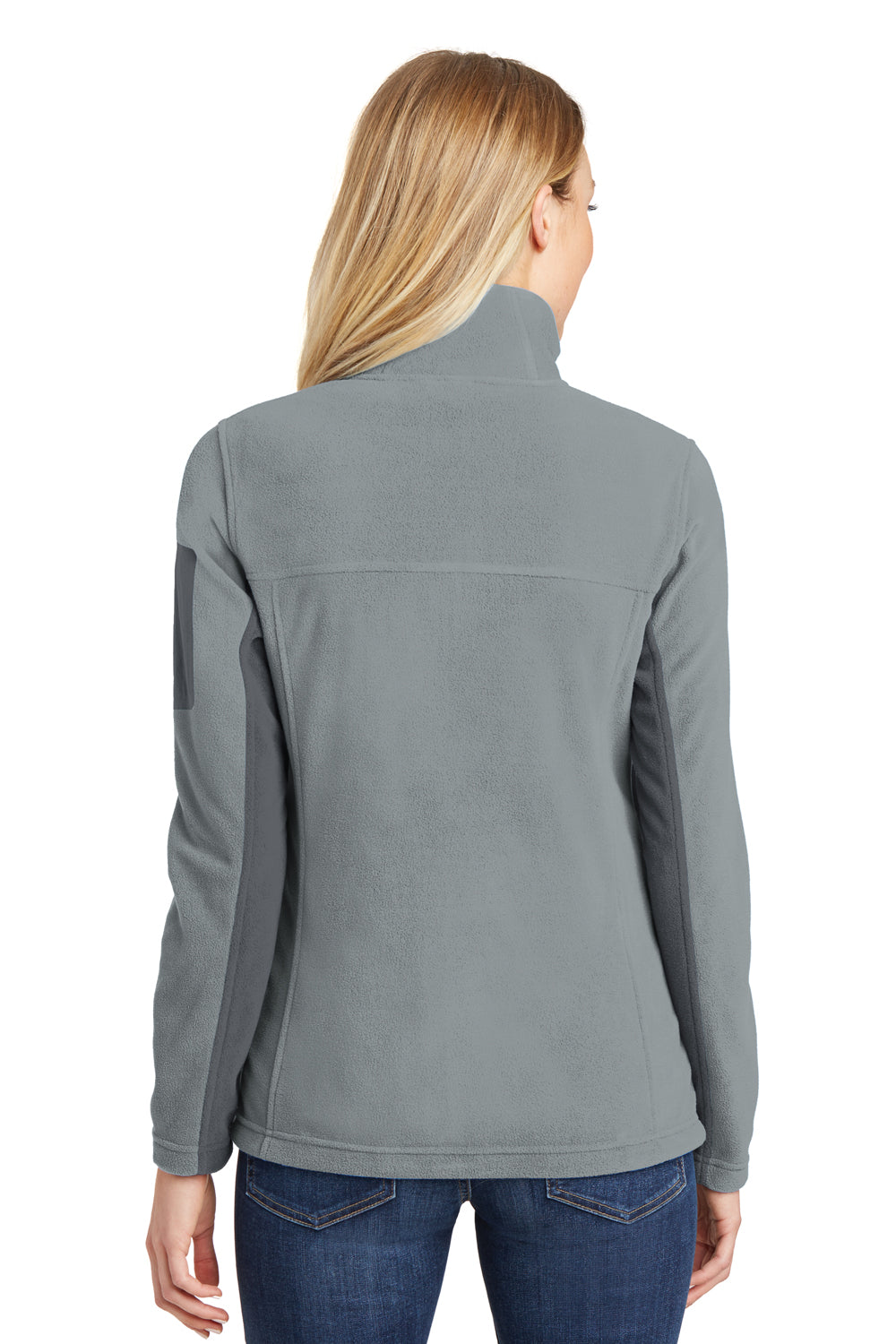 Port Authority L233 Womens Summit Full Zip Fleece Jacket Frost Grey/Magnet Grey Model Back