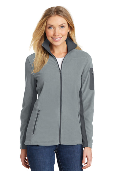 Port Authority L233 Womens Summit Full Zip Fleece Jacket Frost Grey/Magnet Grey Model Front