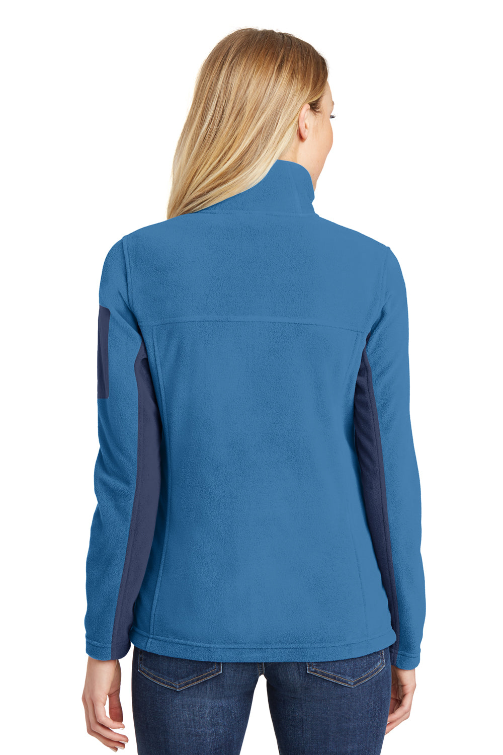 Port Authority L233 Womens Summit Full Zip Fleece Jacket Regal Blue/Dress Navy Blue Model Back