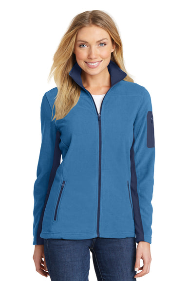 Port Authority L233 Womens Summit Full Zip Fleece Jacket Regal Blue/Dress Navy Blue Model Front