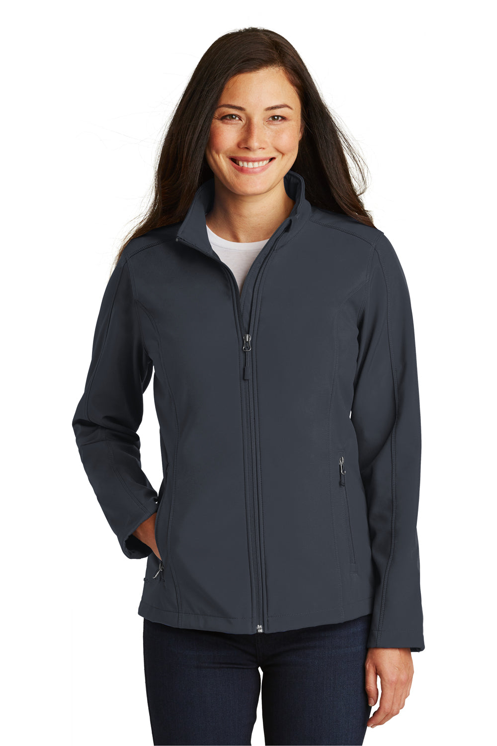 Port Authority L317 Womens Core Wind & Water Resistant Full Zip Jacket Battleship Grey Model Front