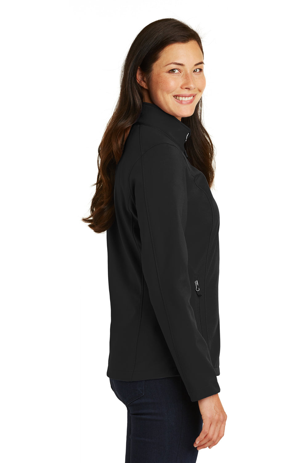 Port Authority L317 Womens Core Wind & Water Resistant Full Zip Jacket Black Model Side