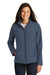 Port Authority L317 Womens Core Wind & Water Resistant Full Zip Jacket Heather Navy Blue Model Front