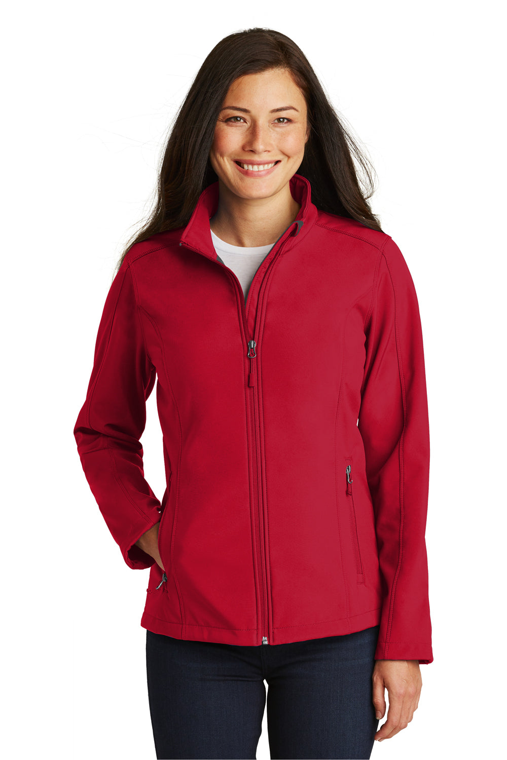 Port Authority L317 Womens Core Wind & Water Resistant Full Zip Jacket Rich Red Model Front