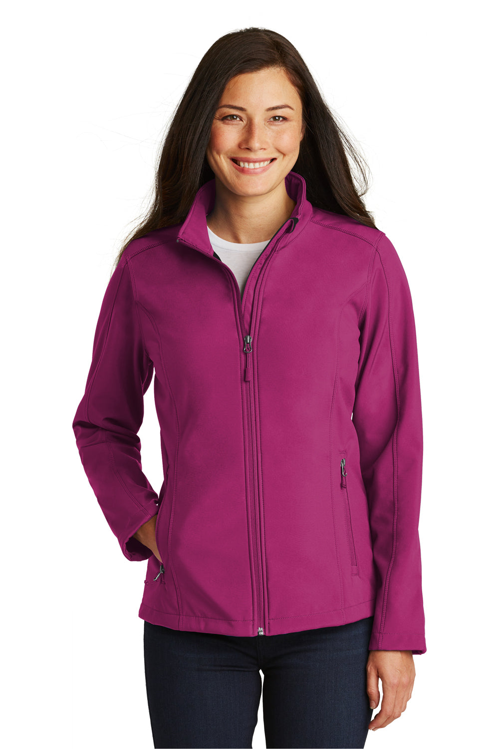 Port Authority L317 Womens Core Wind & Water Resistant Full Zip Jacket Very Berry Purple Model Front