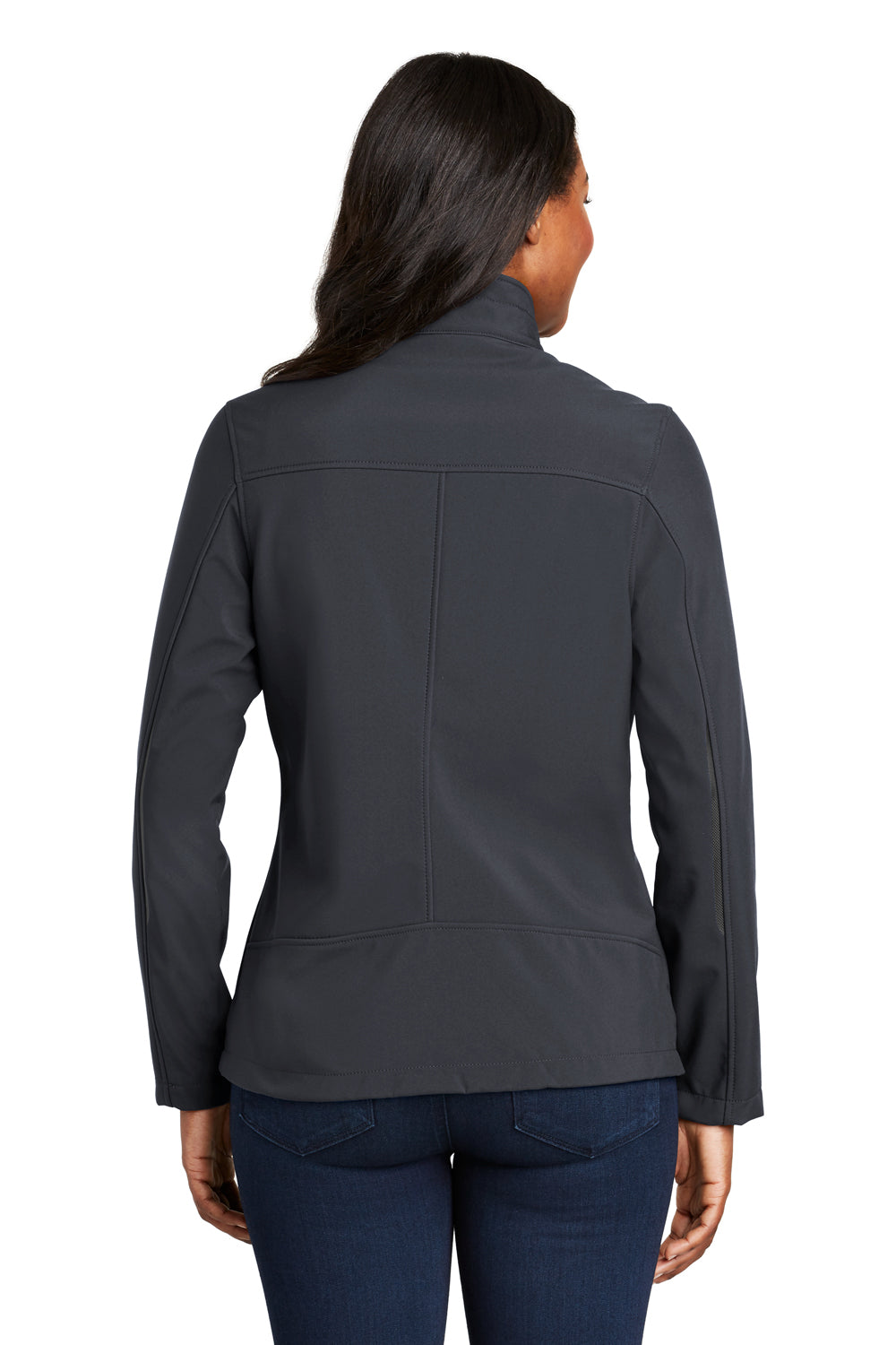 Port Authority L324 Womens Welded Wind & Water Resistant Full Zip Jacket Battleship Grey Model Back