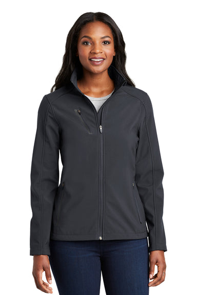 Port Authority L324 Womens Welded Wind & Water Resistant Full Zip Jacket Battleship Grey Model Front