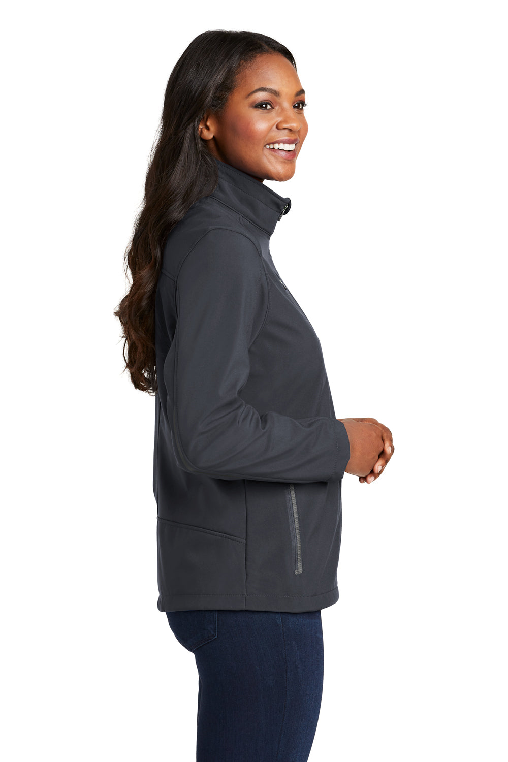 Port Authority L324 Womens Welded Wind & Water Resistant Full Zip Jacket Battleship Grey Model Side