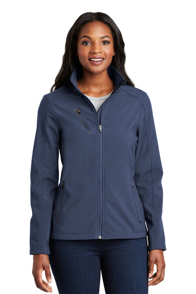 Port Authority L324 Womens Welded Wind & Water Resistant Full Zip Jacket Dress Navy Blue Model Front