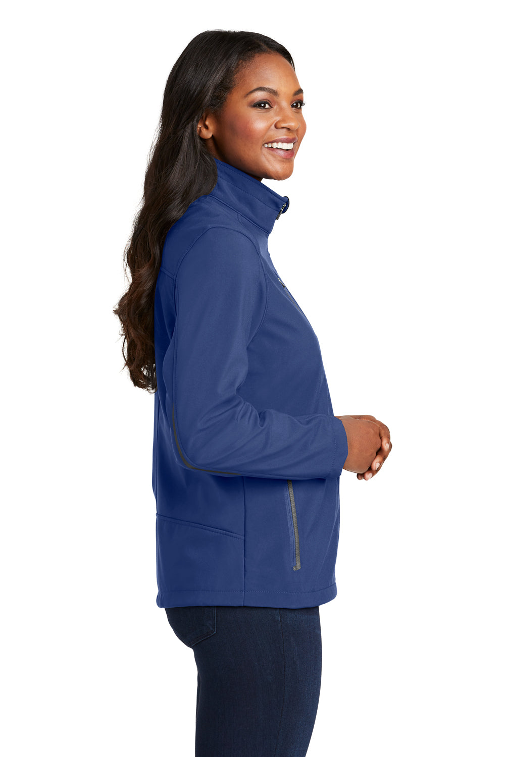 Port Authority L324 Womens Welded Wind & Water Resistant Full Zip Jacket Estate Blue Model Side