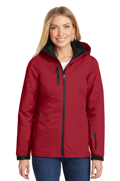 Port Authority L332 Womens Vortex 3-in-1 Waterproof Full Zip Hooded Jacket Rich Red/Black Model Front