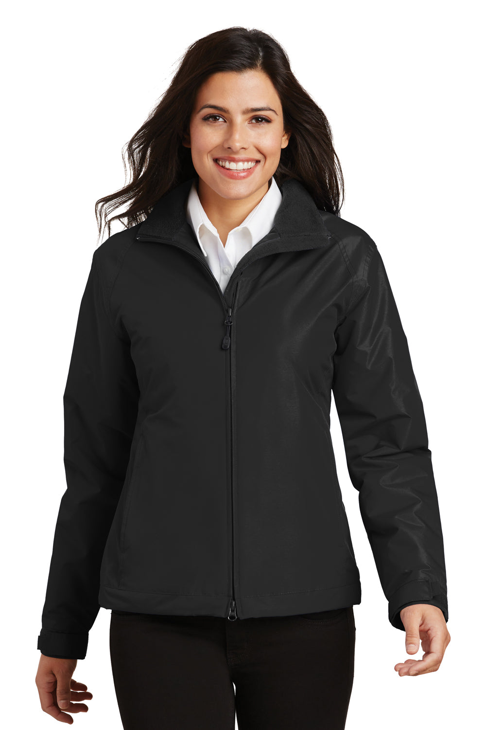 Port Authority L354 Womens Challenger Wind & Water Resistant Full Zip Jacket Black Model Front