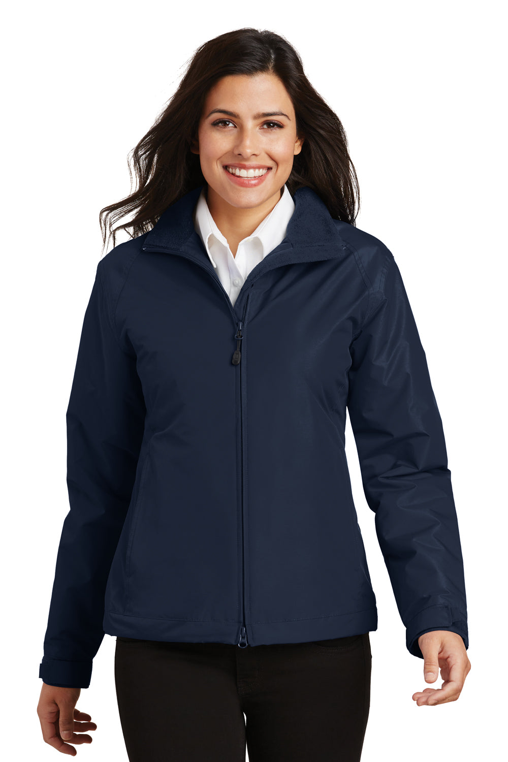 Port Authority L354 Womens Challenger Wind & Water Resistant Full Zip Jacket True Navy Blue Model Front