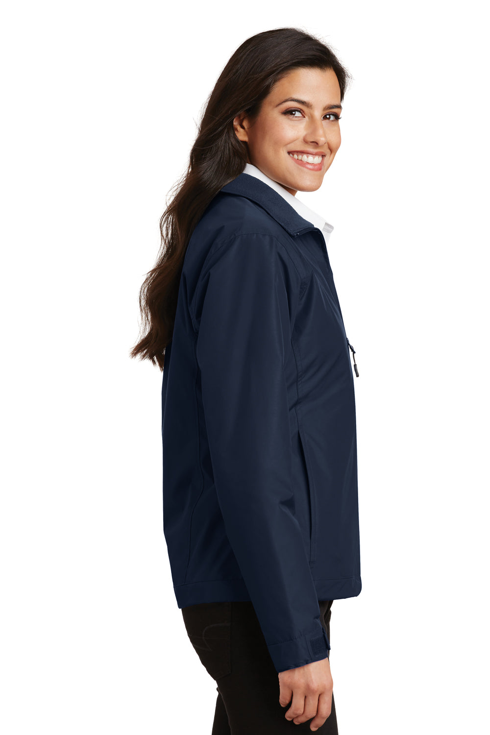 Port Authority L354 Womens Challenger Wind & Water Resistant Full Zip Jacket True Navy Blue Model Side