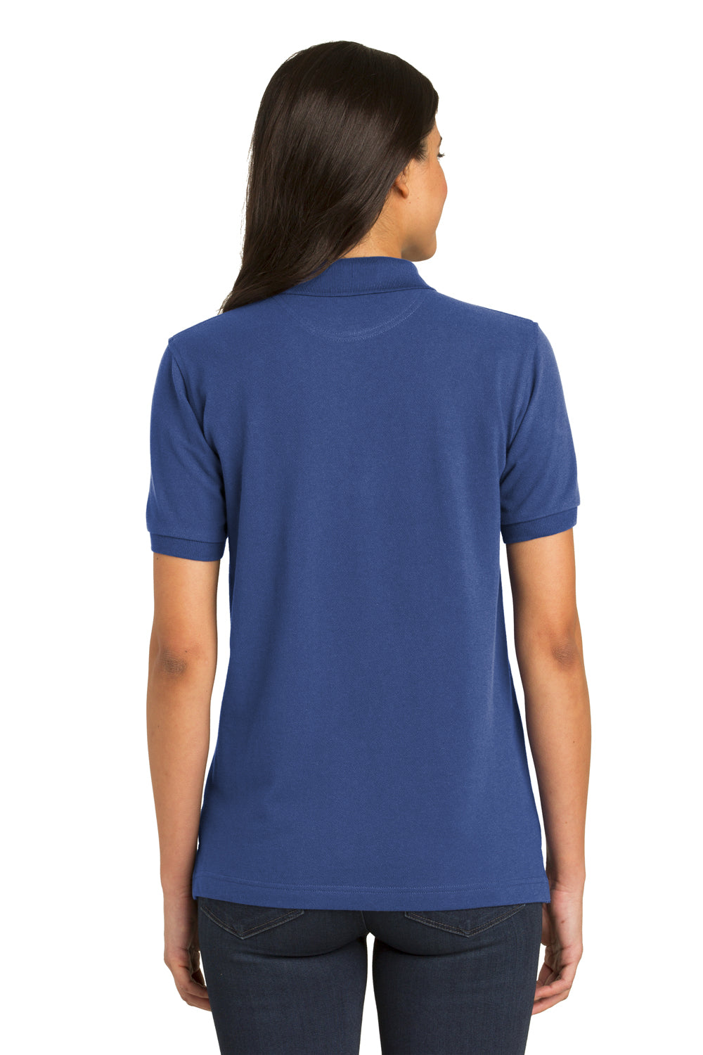 Port Authority L420 Womens Shrink Resistant Short Sleeve Polo Shirt Royal Blue Model Back