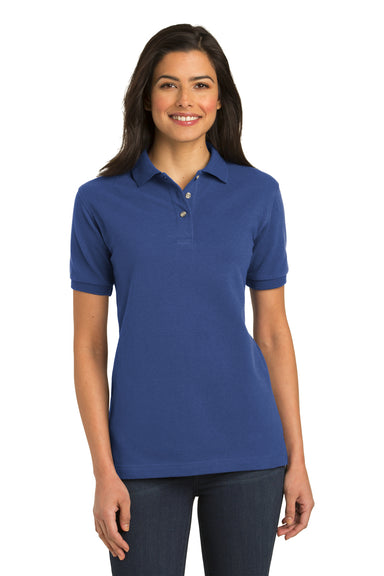 Port Authority L420 Womens Shrink Resistant Short Sleeve Polo Shirt Royal Blue Model Front