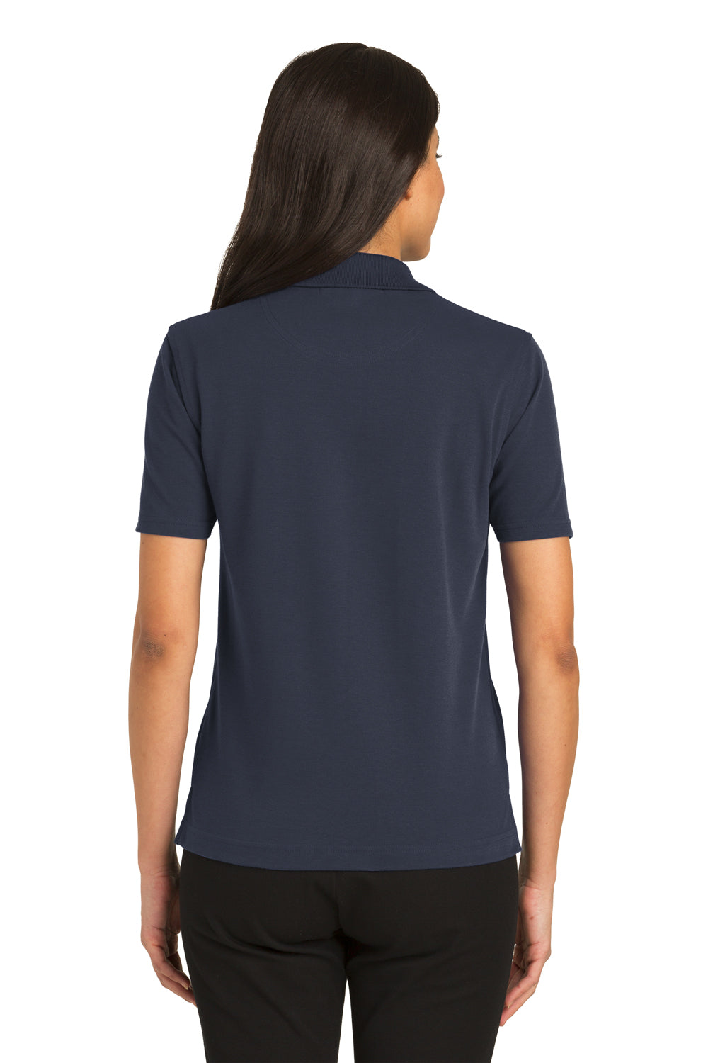 Port Authority L455 Womens Rapid Dry Moisture Wicking Short Sleeve Polo Shirt Classic Navy Blue Model Back