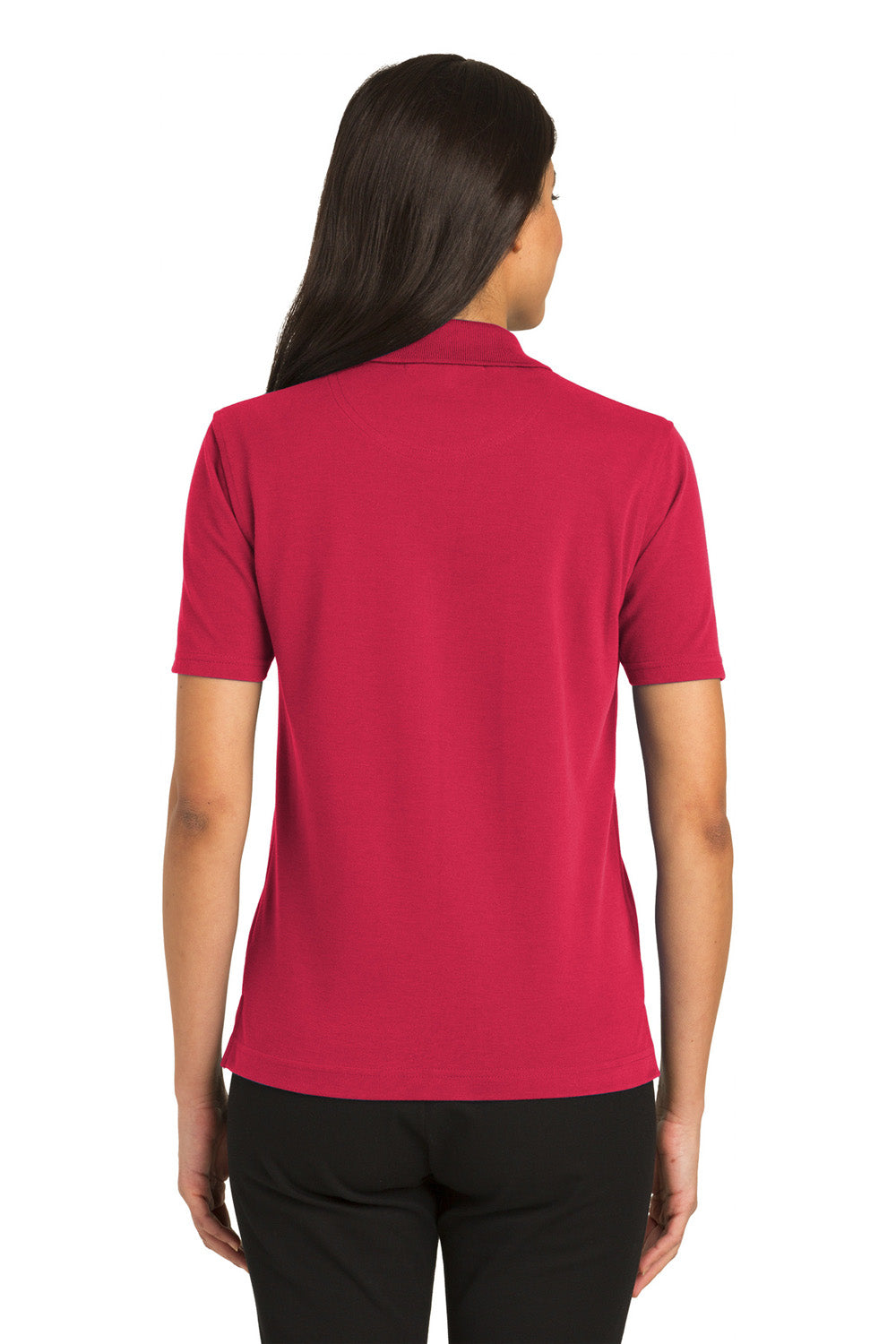 Port Authority L455 Womens Rapid Dry Moisture Wicking Short Sleeve Polo Shirt Red Model Back