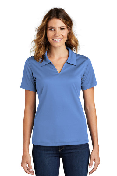 Sport-Tek L469 Womens Dri-Mesh Moisture Wicking Short Sleeve Polo Shirt Blueberry Model Front