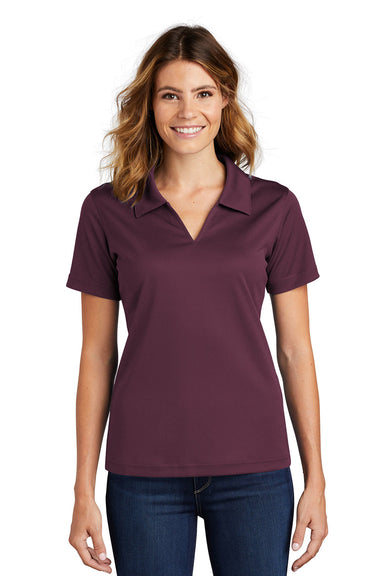 Sport-Tek L469 Womens Dri-Mesh Moisture Wicking Short Sleeve Polo Shirt Maroon Model Front