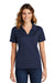 Sport-Tek L469 Womens Dri-Mesh Moisture Wicking Short Sleeve Polo Shirt Navy Blue Model Front