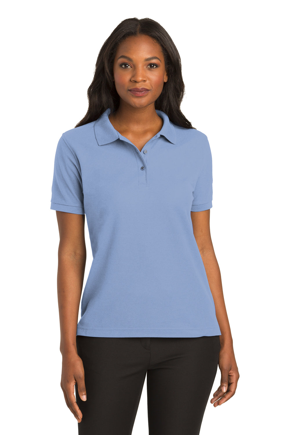 Port Authority L500 Womens Light Blue Silk Touch Wrinkle Resistant Short  Sleeve Polo Shirt — BigTopShirtShop.com