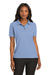 Port Authority L500 Womens Silk Touch Wrinkle Resistant Short Sleeve Polo Shirt Light Blue Model Front