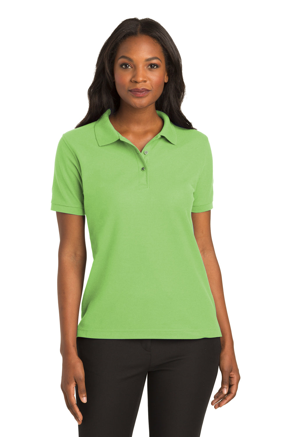 Port Authority L500 Womens Lime Green Silk Touch Wrinkle Resistant Short Sleeve Polo Shirt BigTopShirtShop