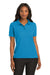 Port Authority L500 Womens Silk Touch Wrinkle Resistant Short Sleeve Polo Shirt Turquoise Blue Model Front