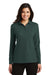 Port Authority L500LS Womens Silk Touch Wrinkle Resistant Long Sleeve Polo Shirt Dark Green Model Front