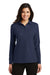 Port Authority L500LS Womens Silk Touch Wrinkle Resistant Long Sleeve Polo Shirt Navy Blue Model Front