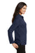 Port Authority L500LS Womens Silk Touch Wrinkle Resistant Long Sleeve Polo Shirt Navy Blue Model Side