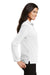 Port Authority L500LS Womens Silk Touch Wrinkle Resistant Long Sleeve Polo Shirt White Model Side