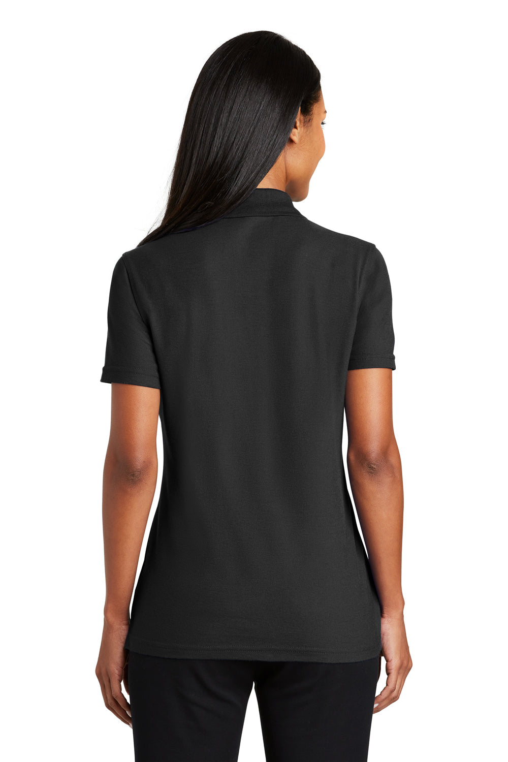 Port Authority L510 Womens Moisture Wicking Short Sleeve Polo Shirt Black Model Back