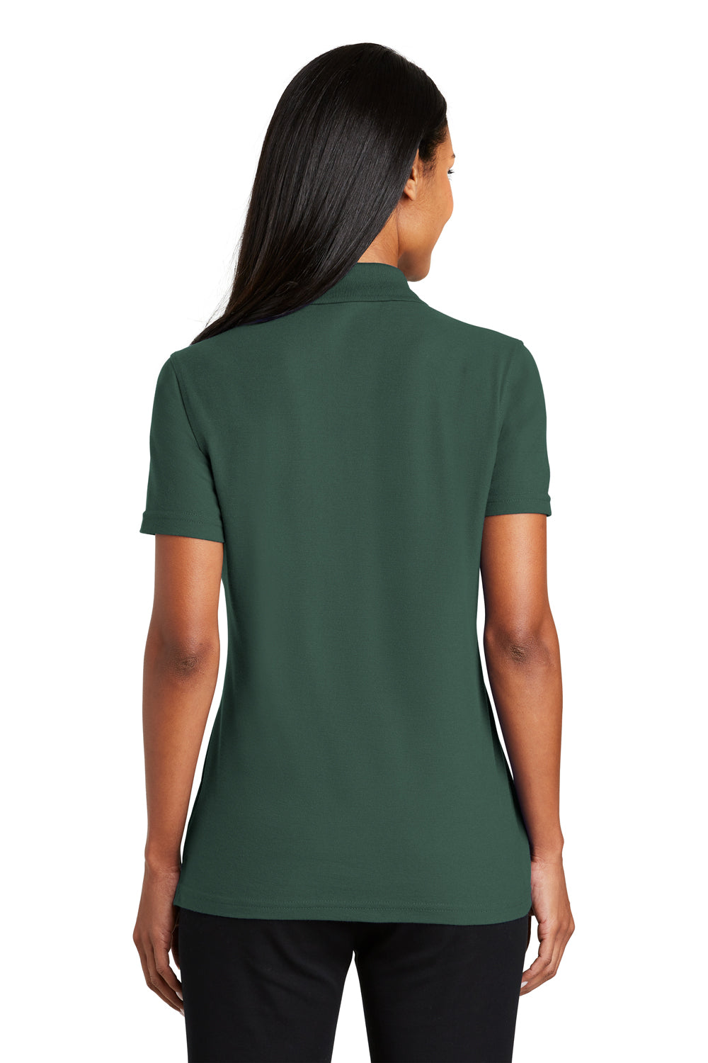 Port Authority L510 Womens Moisture Wicking Short Sleeve Polo Shirt Dark Green Model Back