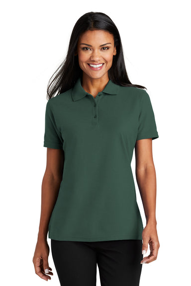 Port Authority L510 Womens Moisture Wicking Short Sleeve Polo Shirt Dark Green Model Front