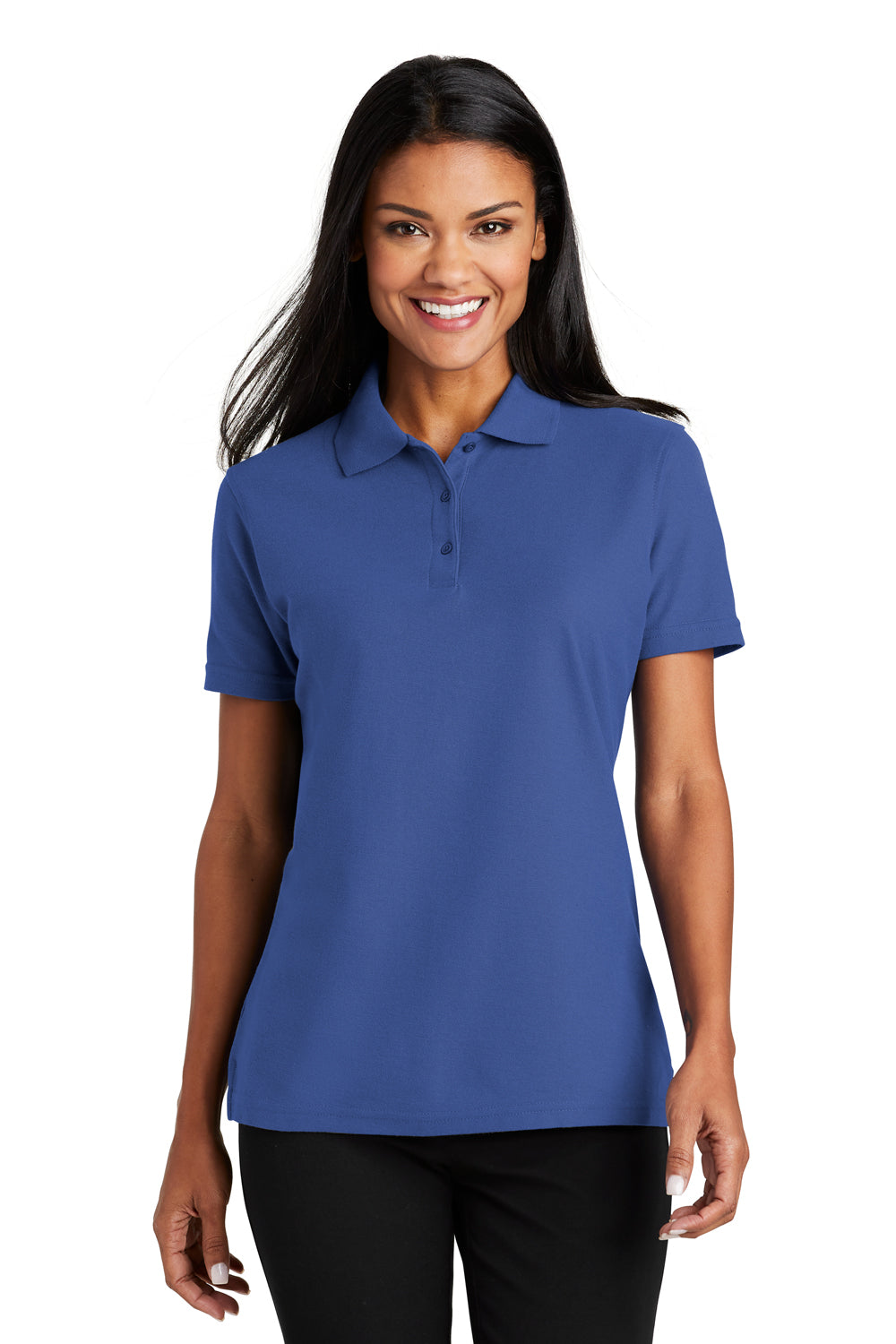 Port Authority L510 Womens Moisture Wicking Short Sleeve Polo Shirt Royal Blue Model Front