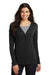 Port Authority L515 Womens Long Sleeve Cardigan Sweater Black Model Front