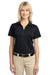 Port Authority L527 Womens Tech Moisture Wicking Short Sleeve Polo Shirt Black Model Front