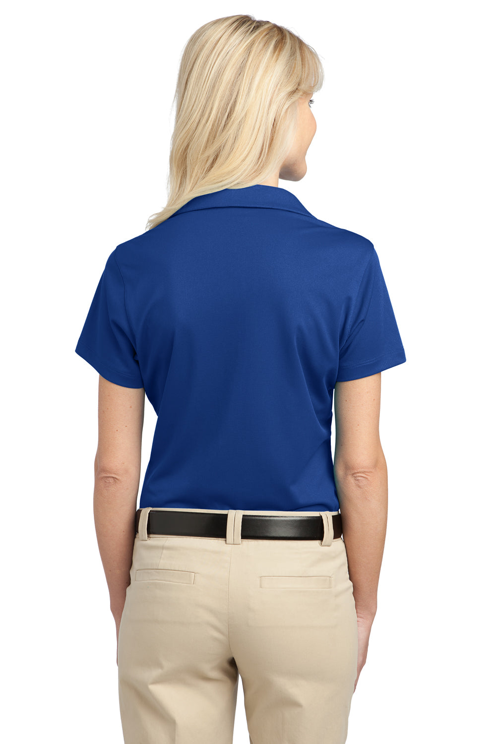 Port Authority L527 Womens Tech Moisture Wicking Short Sleeve Polo Shirt Bright Royal Blue Model Back