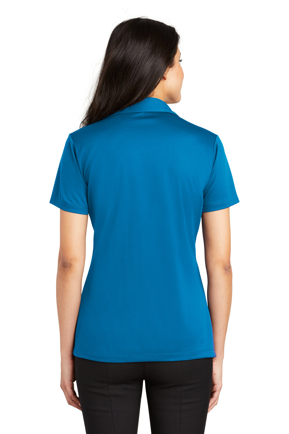 Port Authority L540 Womens Silk Touch Performance Moisture Wicking Short Sleeve Polo Shirt Brilliant Blue Model Back