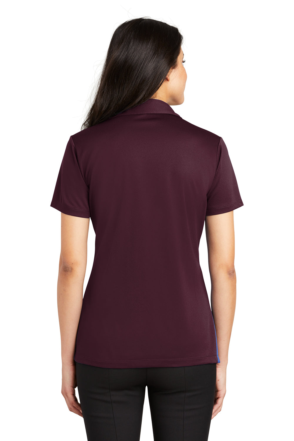 Port Authority L540 Womens Silk Touch Performance Moisture Wicking Short Sleeve Polo Shirt Maroon Model Back