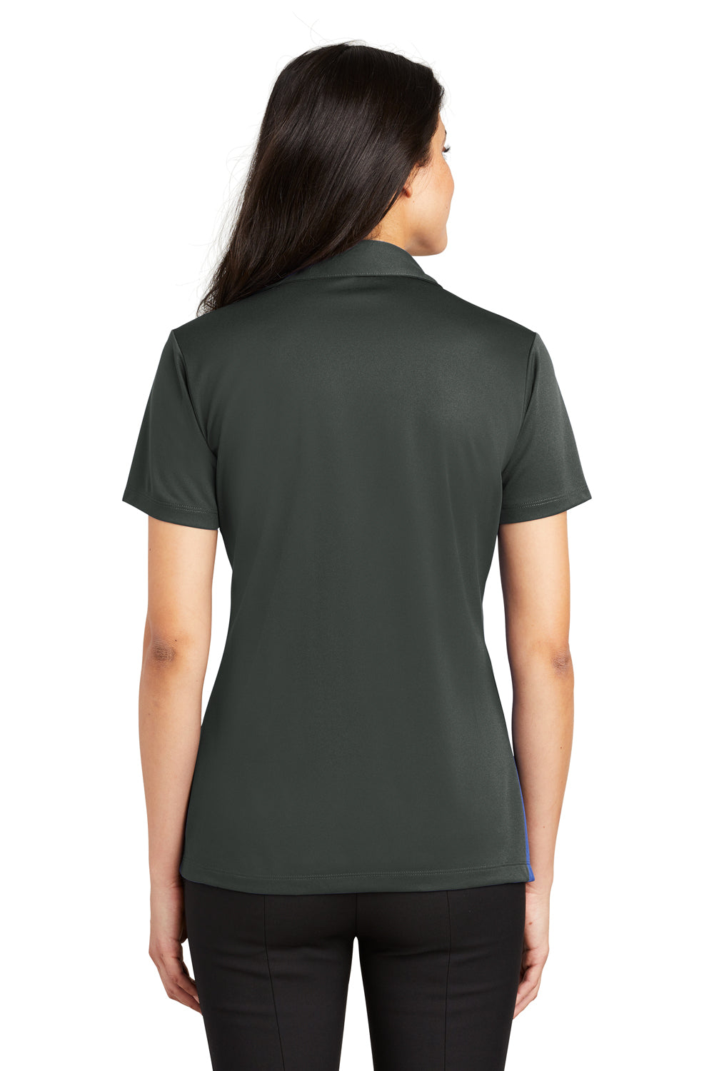 Port Authority L540 Womens Silk Touch Performance Moisture Wicking Short Sleeve Polo Shirt Steel Grey Model Back