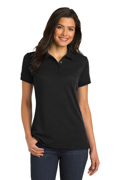 Port Authority L567 Womens 5-in-1 Performance Moisture Wicking Short Sleeve Polo Shirt Black Model Front