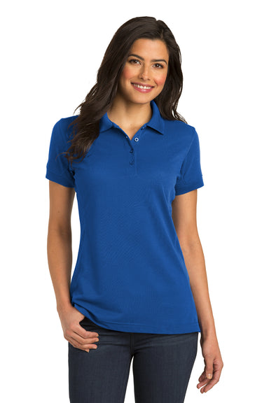 Port Authority L567 Womens 5-in-1 Performance Moisture Wicking Short Sleeve Polo Shirt Cobalt Blue Model Front