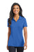 Port Authority L568 Womens Cotton Touch Performance Moisture Wicking Short Sleeve Polo Shirt Strong Blue Model Front