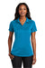 Port Authority L569 Womens Moisture Wicking Short Sleeve Polo Shirt Blue Wake Model Front